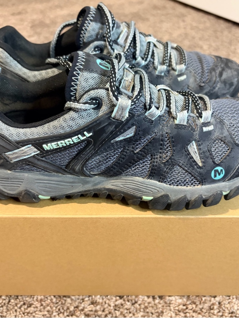 Merrell Blaze Aero Women's Gray and Teal Trail hiking Shoes size 8.5 - Picture 5 of 8